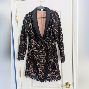 VENUS Black and Pale Pink Blazer Mini Dress